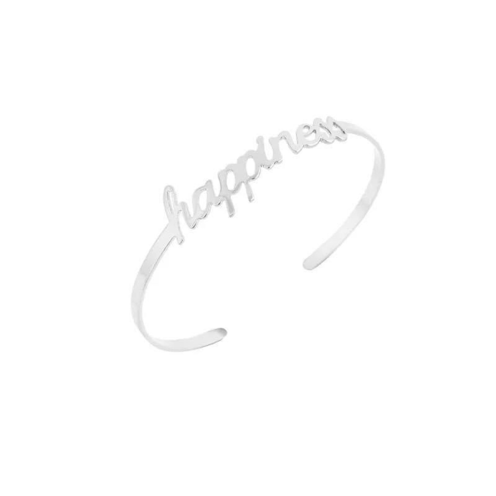 Silver happiness cuff bracelet
